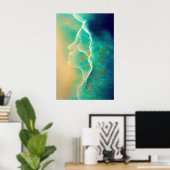 Poster "Où l'océan devient mémoire" - Vert bleu (Bureau à domicile)