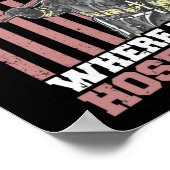 Poster Où Ma Hotte Au Pompier Drapeau Américain Rouge (Coin)