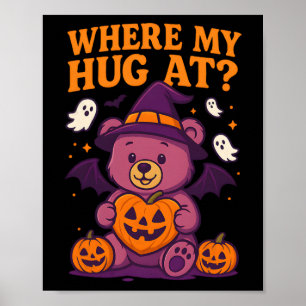 Poster Où Mon Accouchement À Mignonne Halloween Ours Sais
