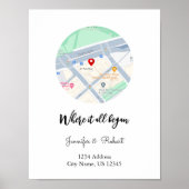 Poster Où nous avons rencontré la carte | Anniversaire pe (Devant)