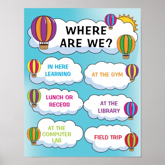 Poster Où sommes-nous Classroom Connexion à des ballons à (Devant)