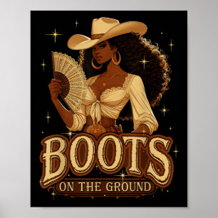 Poster Où sont ces fans avec des bottes sur le sol vache