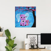 Poster Oubliez-moi pas Eléphant Rose Chat Cerisier Fleur (Bureau à domicile)