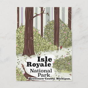 Poster oud vliegreizen Isle Royale National Park Briefkaart