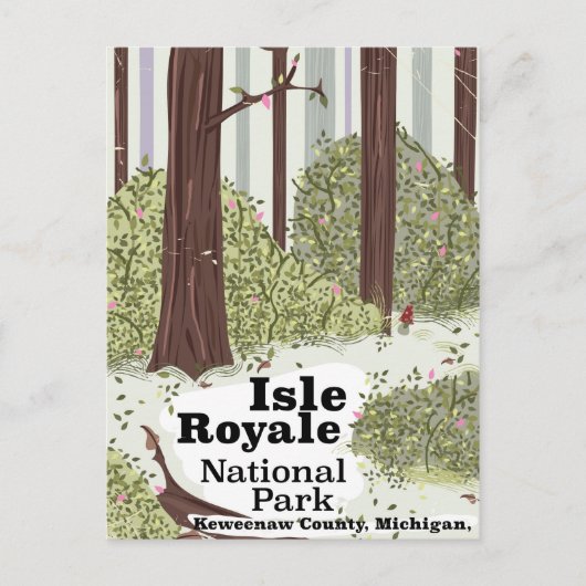 Poster oud vliegreizen Isle Royale National Park Briefkaart (Voorkant)