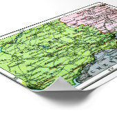 Poster - Oude kaart van Yorkshire/Lancashire  (Hoek)