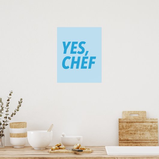 Poster Oui, Chef Blue Art Print (Cuisine)