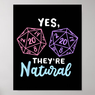 Poster Oui, ils sont naturels 20 D20 Dés Funny Rpg Joueur