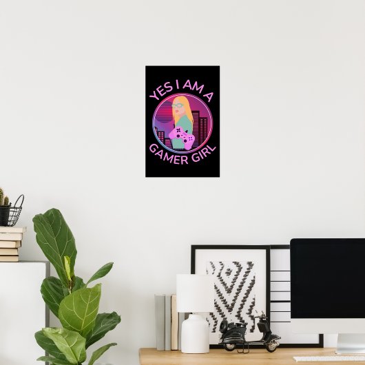 POSTER OUI JE SUIS UNE FILLE JOUEUSE (Bureau à domicile)