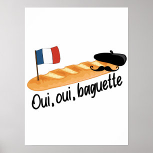Poster Oui Oui Baguette - Drôle de la cuisine française