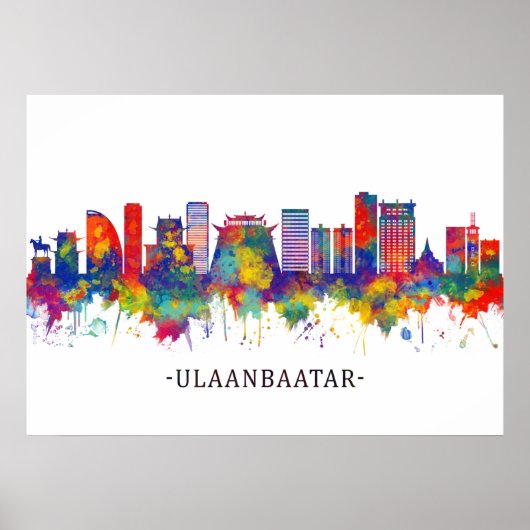 Poster Oulan-Bator Mongolie Skyline (Devant)