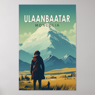 Poster Oulan-Bator Mongolie Voyage Art Vintage