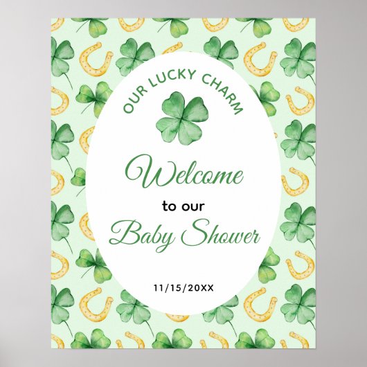 Poster Our Lucky Charm St Patrick's Baby Shower Welcome (Devant)