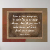 Poster Our Prime Purpose -Dalai Lama quote print (Devant)