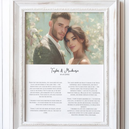Poster Our Wedding Vows and Photo personalized Minimalist