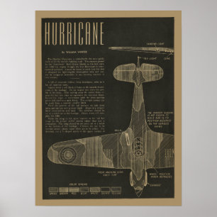Poster Ouragan 1938 Art de la conception d'un avion d'avi