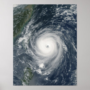 Poster Ouragan Longwang approchant Taïwan
