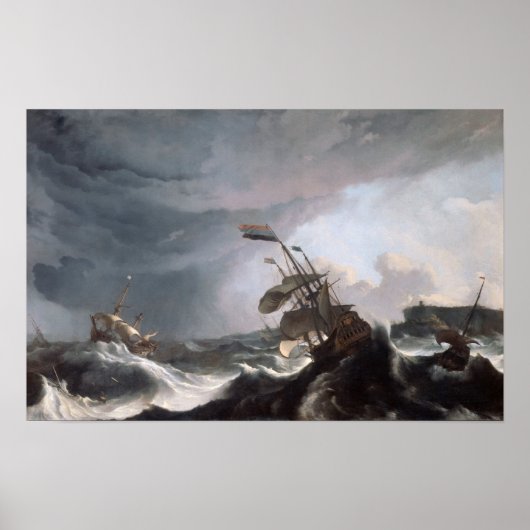 Poster Ouragan vintage en mer Imprimer (Devant)