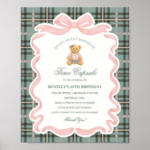 Poster Ours à nœud coquette rose capsule temporelle d'ann
