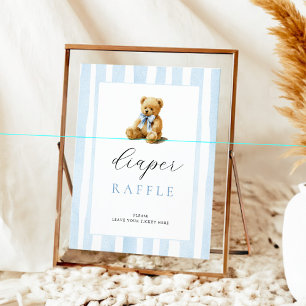 Poster Ours à rayures bleues Baby Shower Jeu de Lancer de