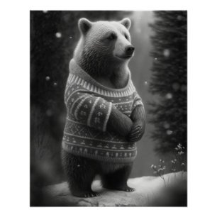 Poster Ours adorable portant un doux douillet