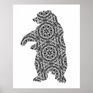 Poster Ours animal simple Art géométrique