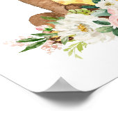 Poster Ours, Animaux Boisés, Boho, Fleurs Roses (Coin)