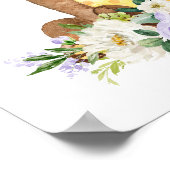 Poster Ours, Animaux de la forêt, Boho, Fleurs violettes (Coin)