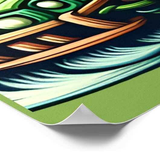 Poster Ours Animés à bord d'une voiture verte dans un ven (Coin)