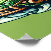 Poster Ours Animés conduisant une voiture verte dans une  (Coin)