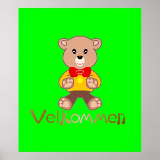 Poster Ours Apple Vert Bienvenue Velkommen   (Devant)