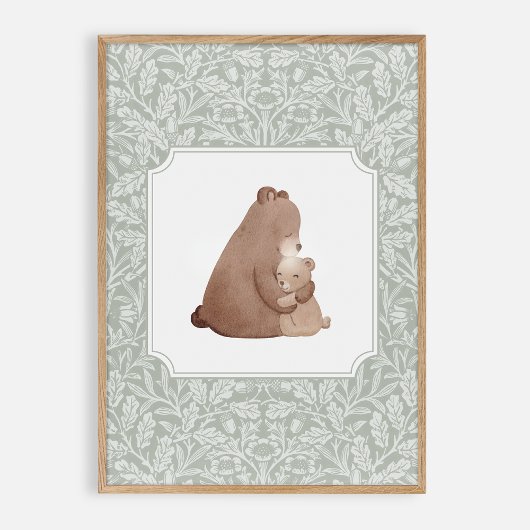 Poster Ours aquarelle, pépinière vintage