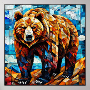 Poster Ours Art Géométrique Animaux Faune Moderne