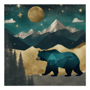 Poster Ours au clair de lune