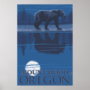 Poster Ours au clair de lune - Mont Hood, Oregon