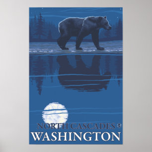 Poster Ours au clair de lune - North Cascades, Washington