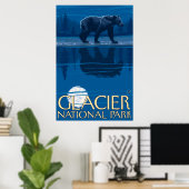 Poster Ours au clair de lune - Parc national des Glaciers (Bureau à domicile)