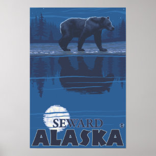 Poster Ours au clair de lune - Seward, Alaska