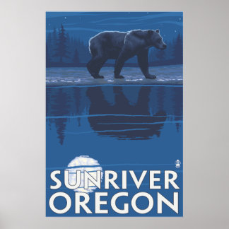 Poster Ours au clair de lune - Sun River, Oregon