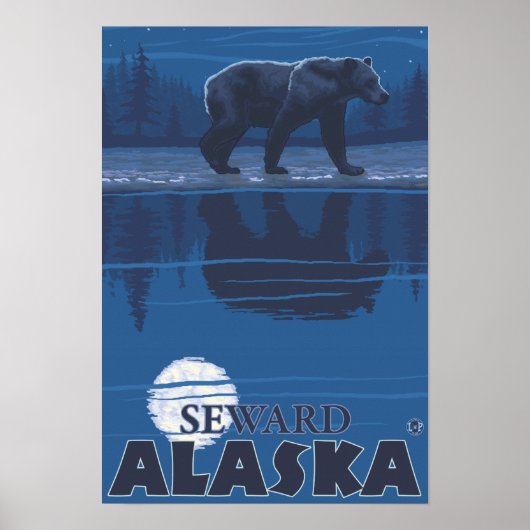 Poster Ours au clair de lune - Vent, Alaska (Devant)
