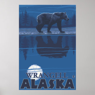 Poster Ours au clair de lune - Wrangell, Alaska