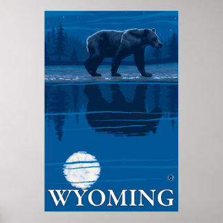 Poster Ours au clair de lune - Wyoming