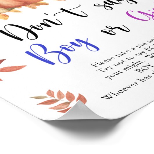 Poster Ours avec citrouille - Ne dis pas garçon ou fille (Coin)