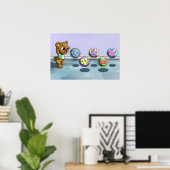 Poster Ours avec mot coréen (Bureau à domicile)
