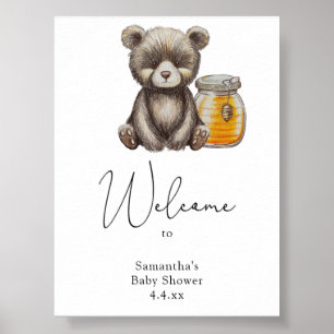 Poster Ours avec pot de miel - Welcome Foam Board