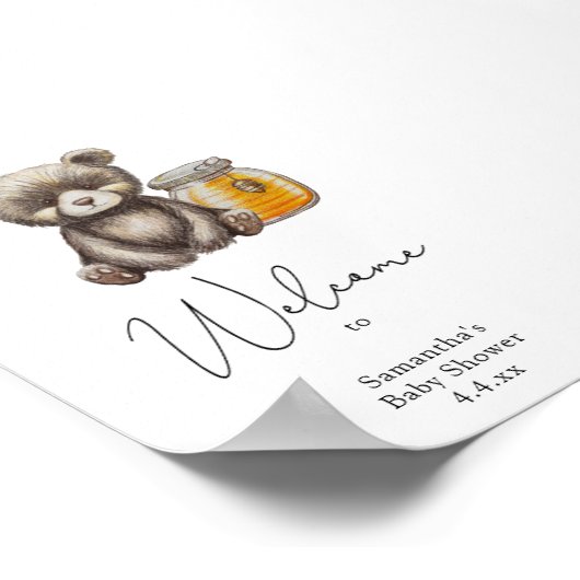 Poster Ours avec pot de miel - Welcome Foam Board (Coin)