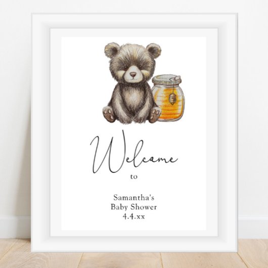 Poster Ours avec pot de miel - Welcome Foam Board