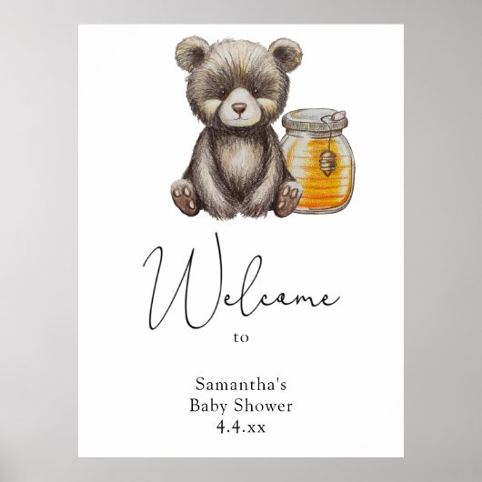 Poster Ours avec pot de miel - Welcome Foam Board (Devant)