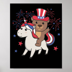 Poster Ours Avec Unicorne Pour Le Feu D'Artifice Du 4 Jui