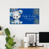 Poster Ours Baby shower Prince Sparkly Blue Boys (Bureau à domicile)